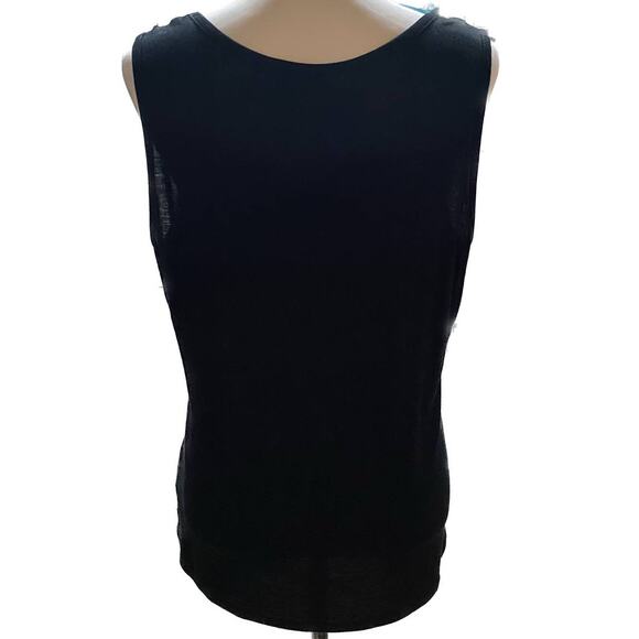 Ellen Tracy Feminine Girly Lace Scallops Viscose Stretch Tank Top Women L Black - Picture 4 of 8